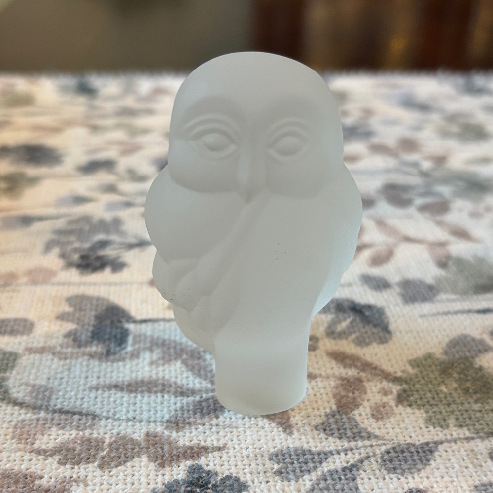 The Franklin Mint Treasury of Owls Collection Frosted Glass Owl
